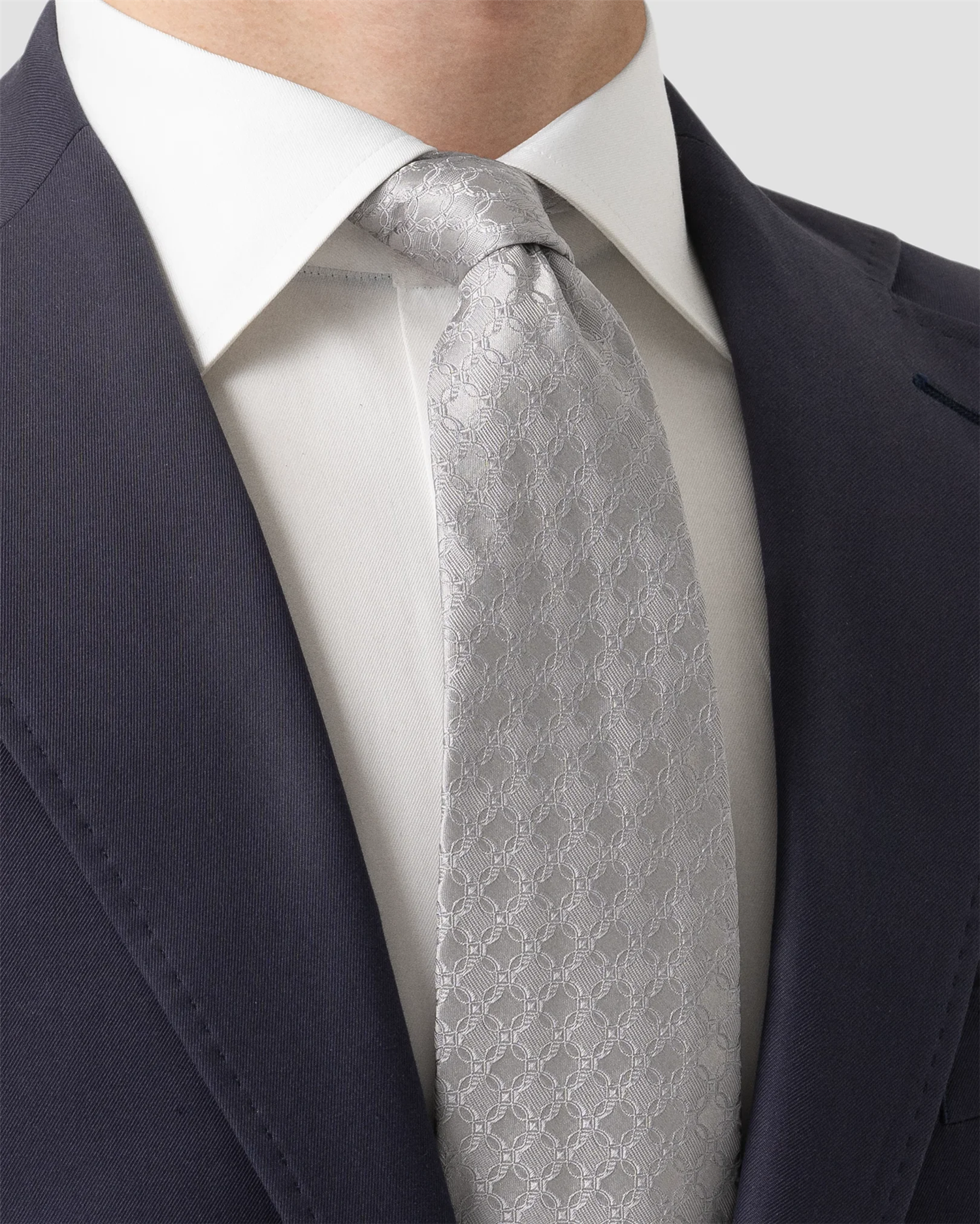 Light grey Geometric Woven Silk Tie