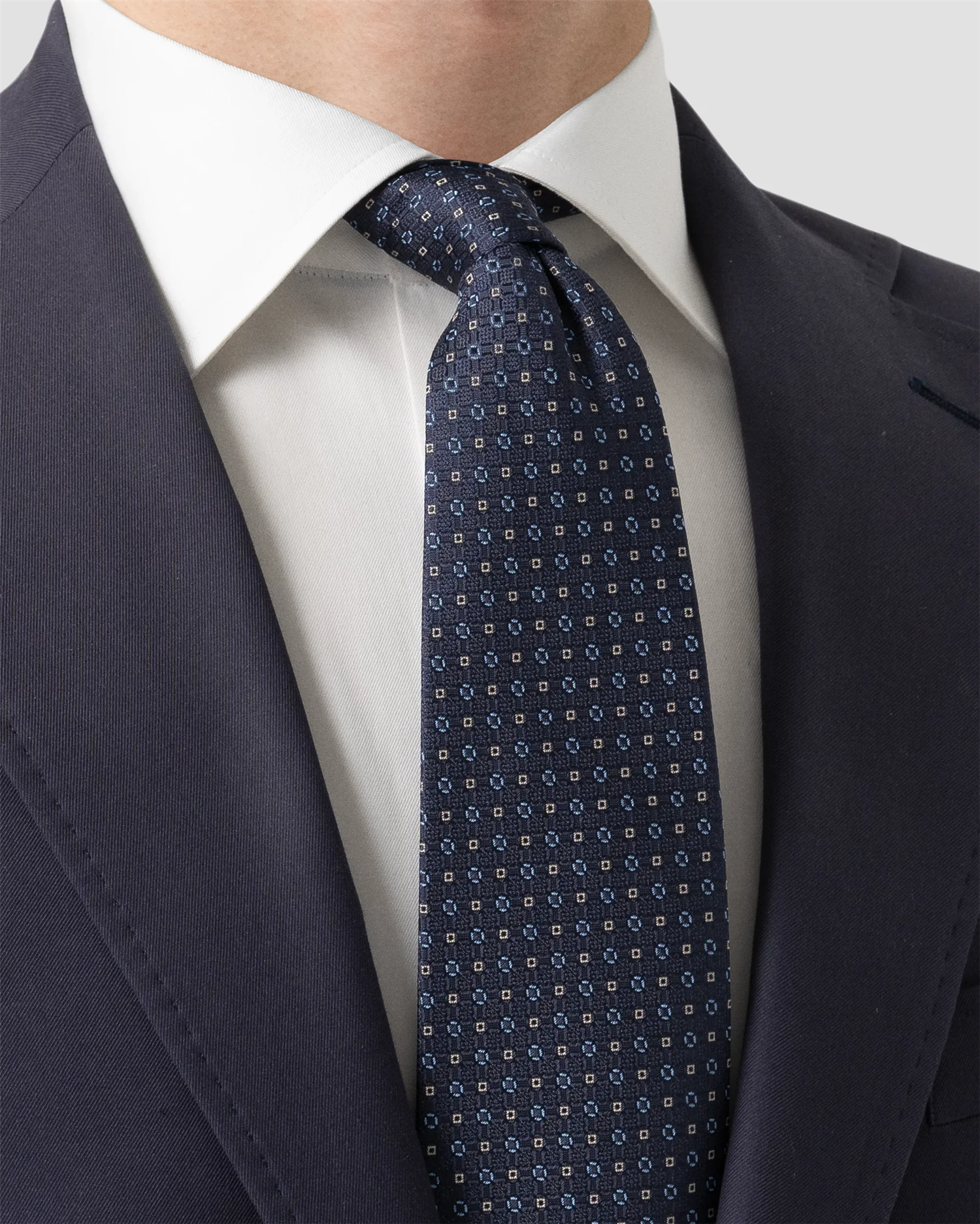 Navy blue Geometric Wovenl Silk Tie