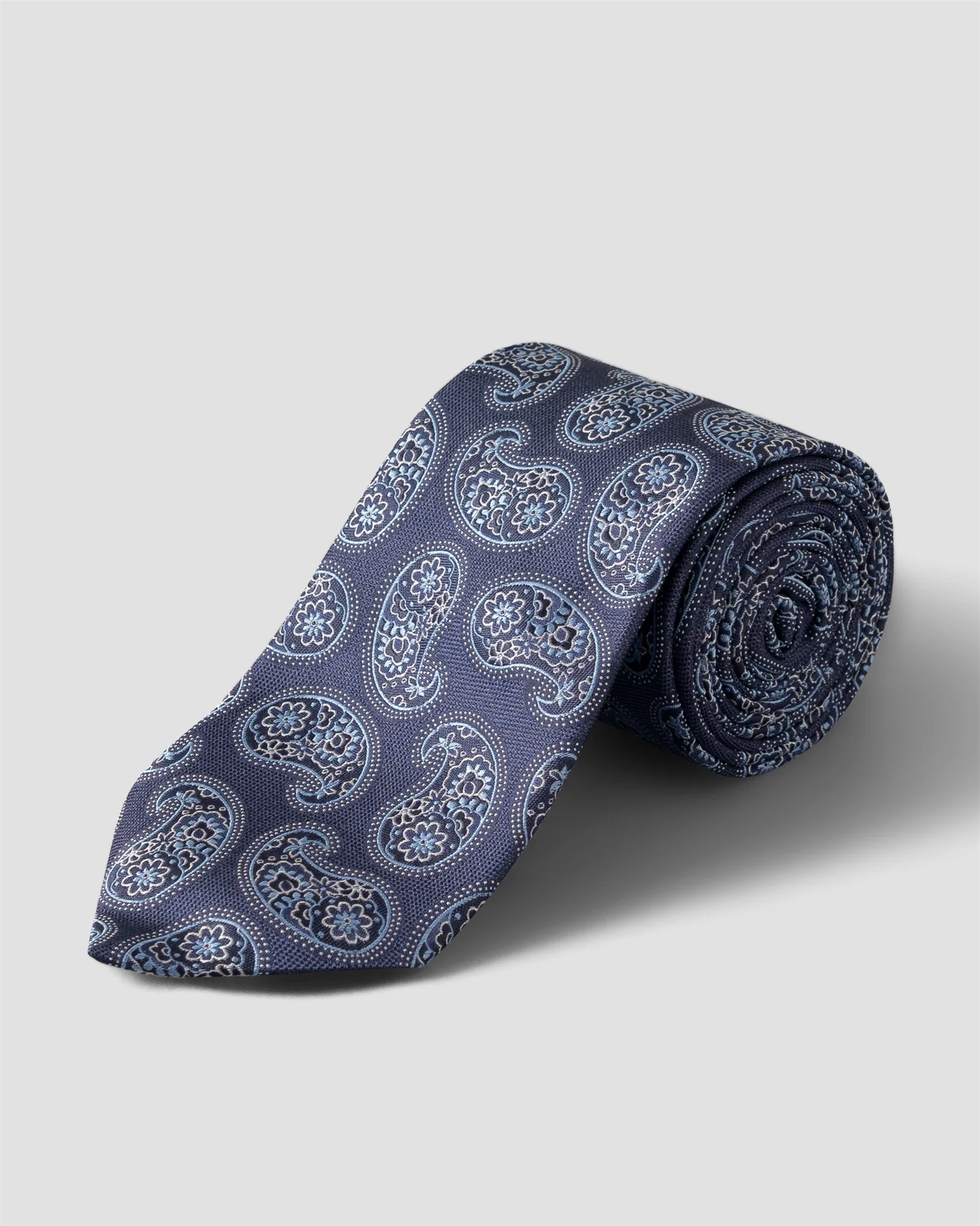 Navy Blue Paisley Woven Silk Tie