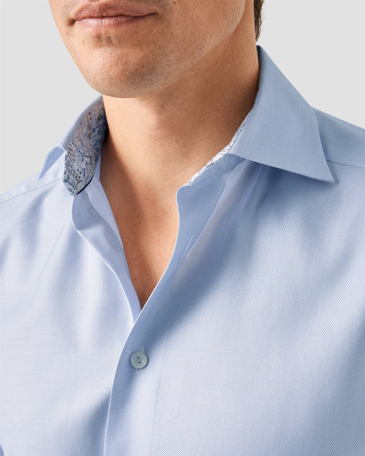 Light Blue Solid Oxford Cotton Tencel Shirt