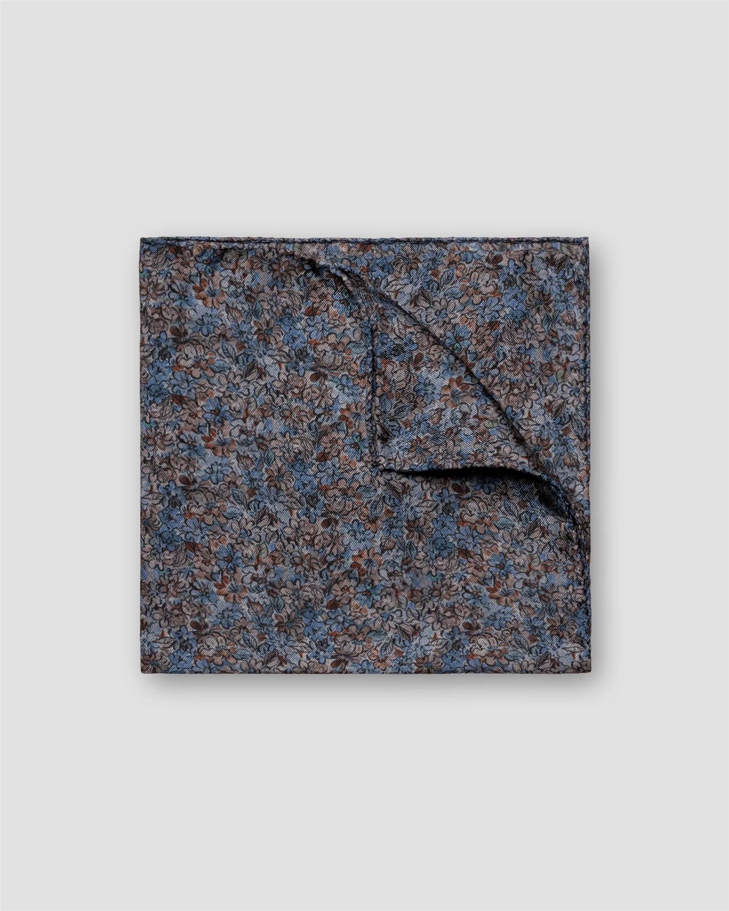 Navy Floral Silk Pocket Square