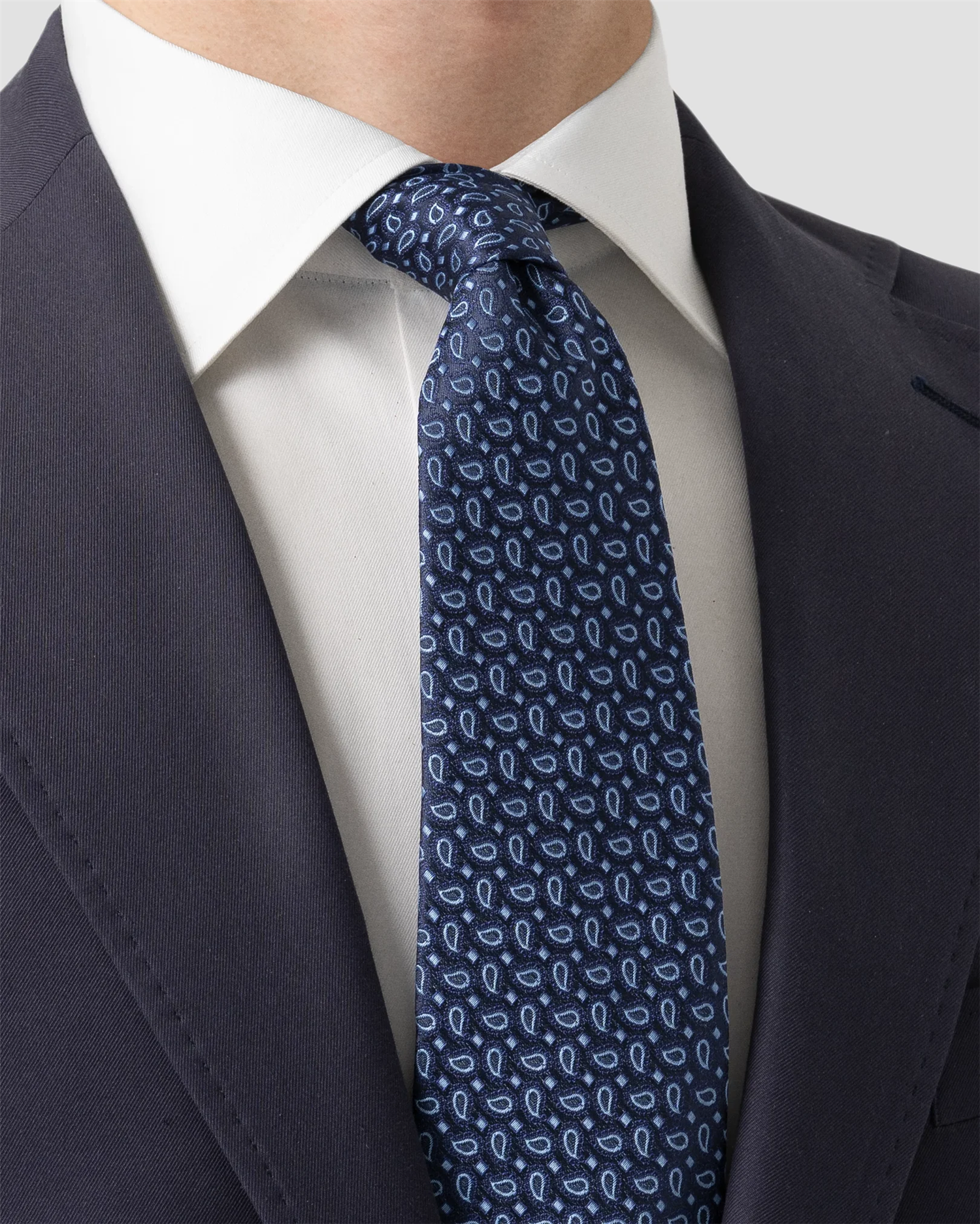 Navy blue Micro Paisley Woven Silk Tie