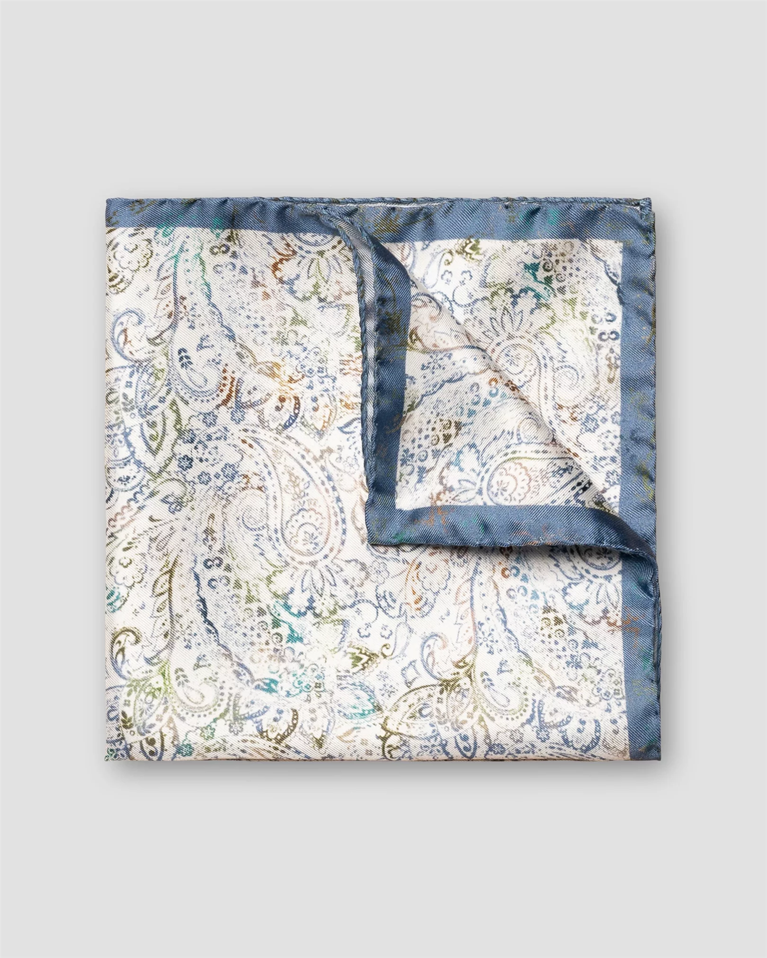 White Paisley Silk Pocket Square