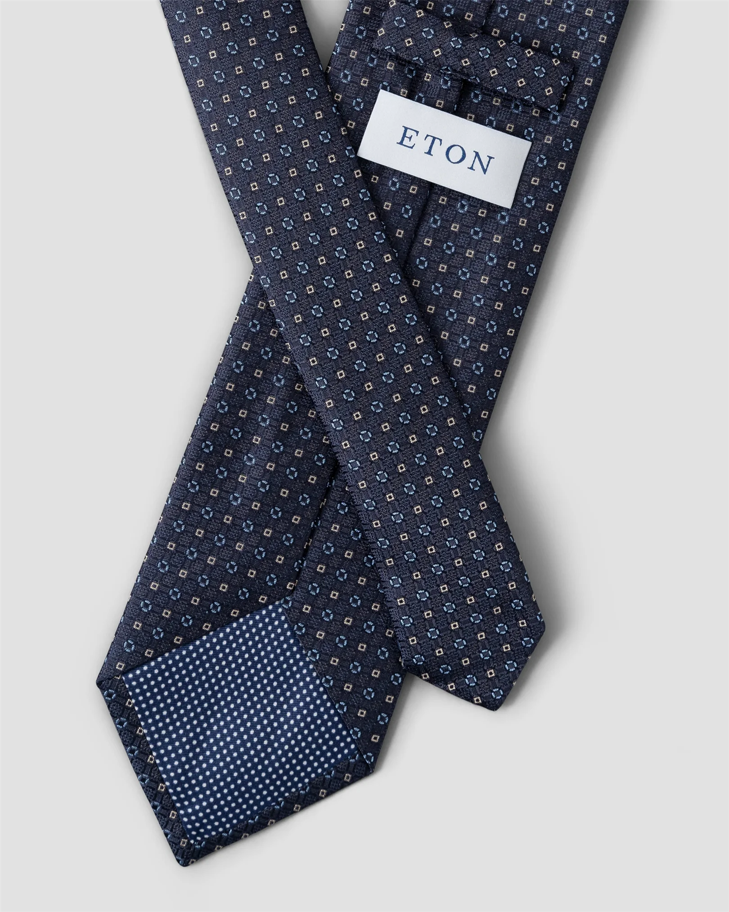 Navy blue Geometric Wovenl Silk Tie