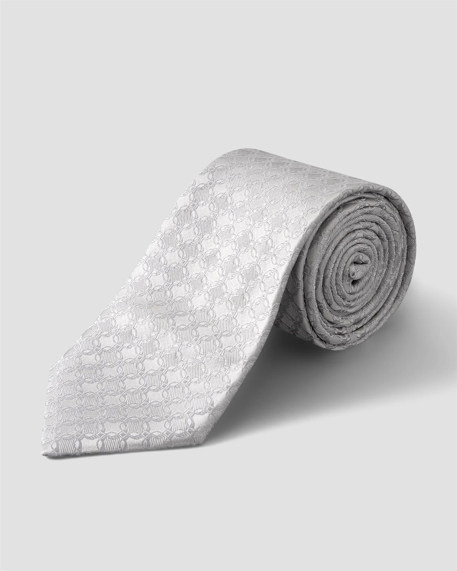 Light grey Geometric Woven Silk Tie