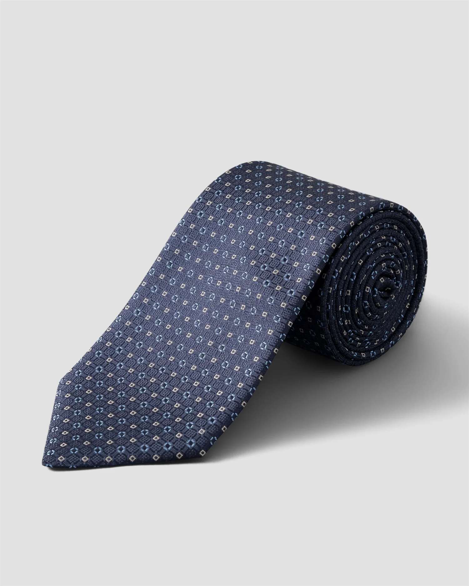 Navy blue Geometric Wovenl Silk Tie