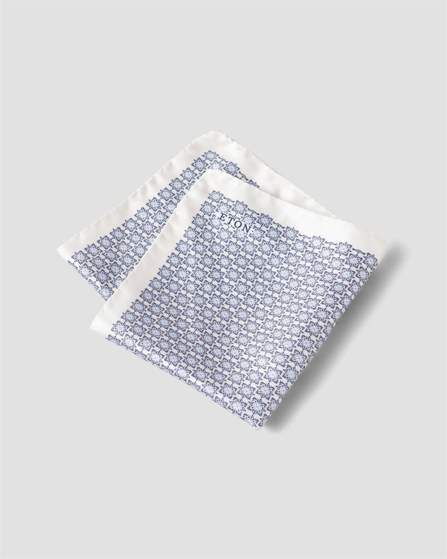 White Geometric Silk Pocket Square