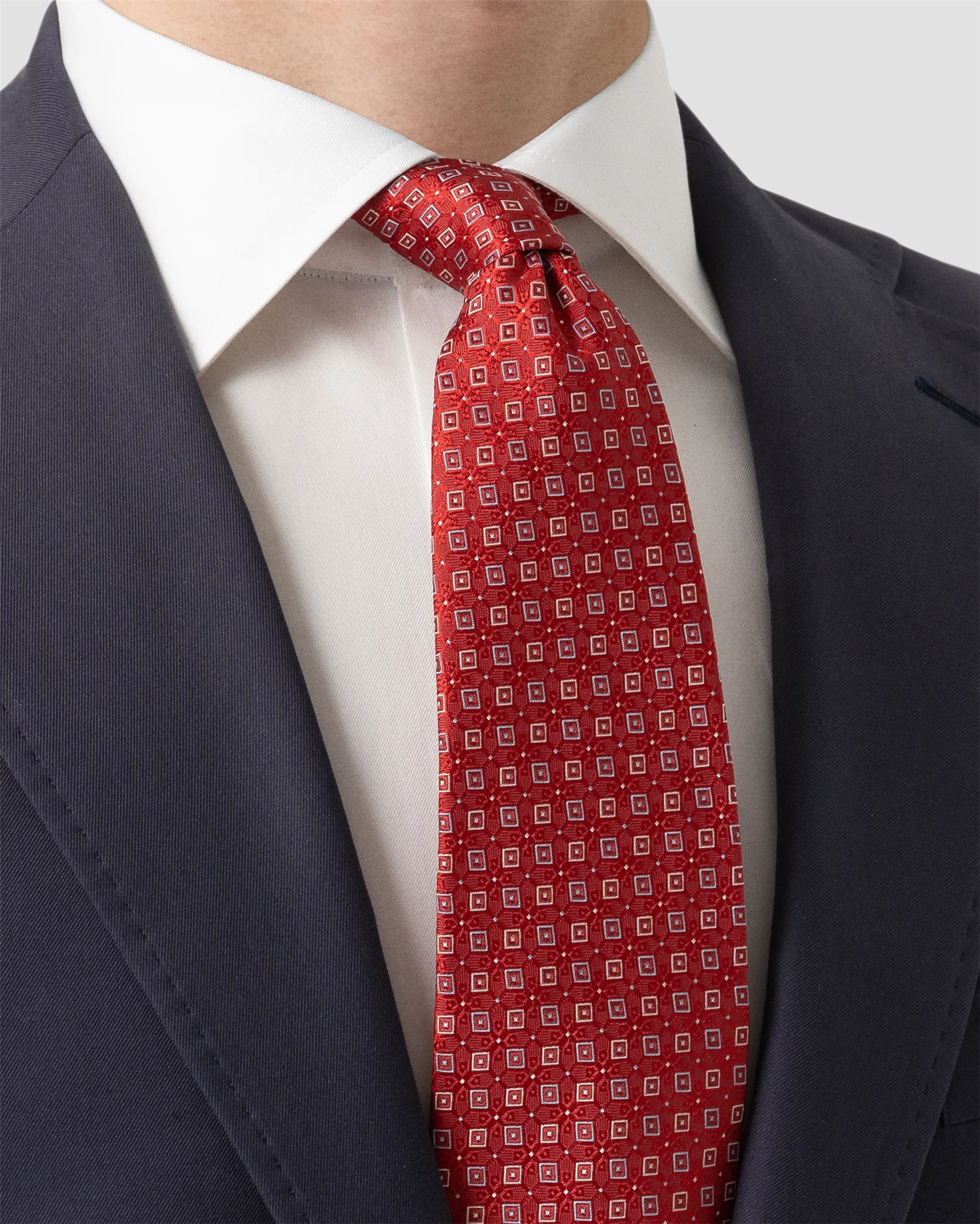 Red Geometric Woven Silk Tie