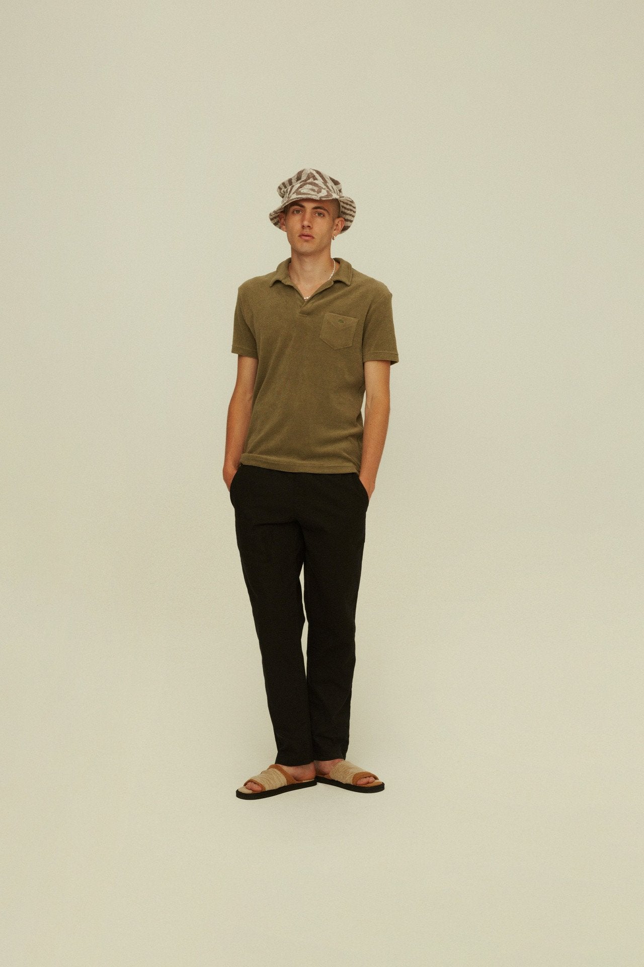 Khaki Polo Terry Shirt