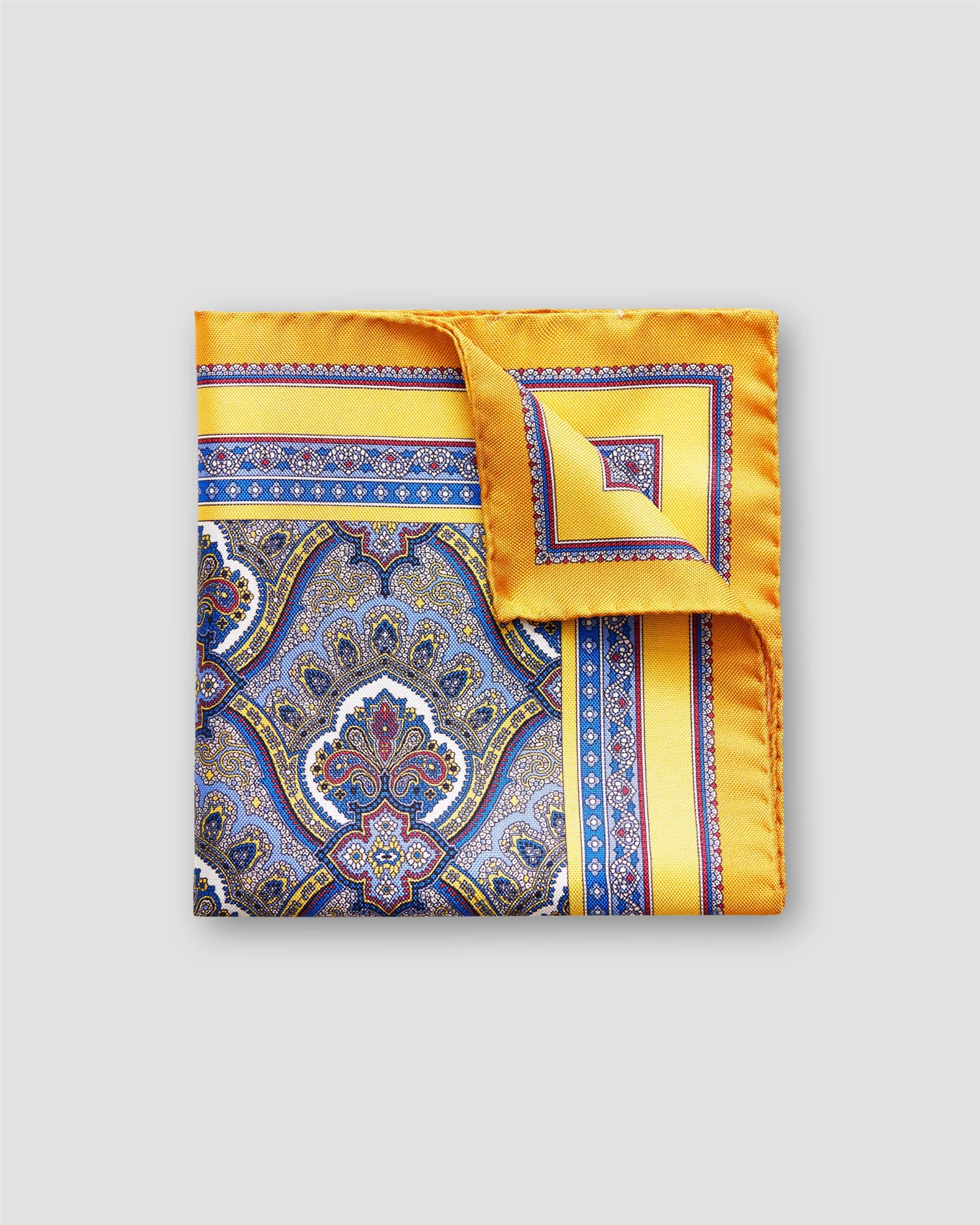 Yellow Paisley Print Pocket Square