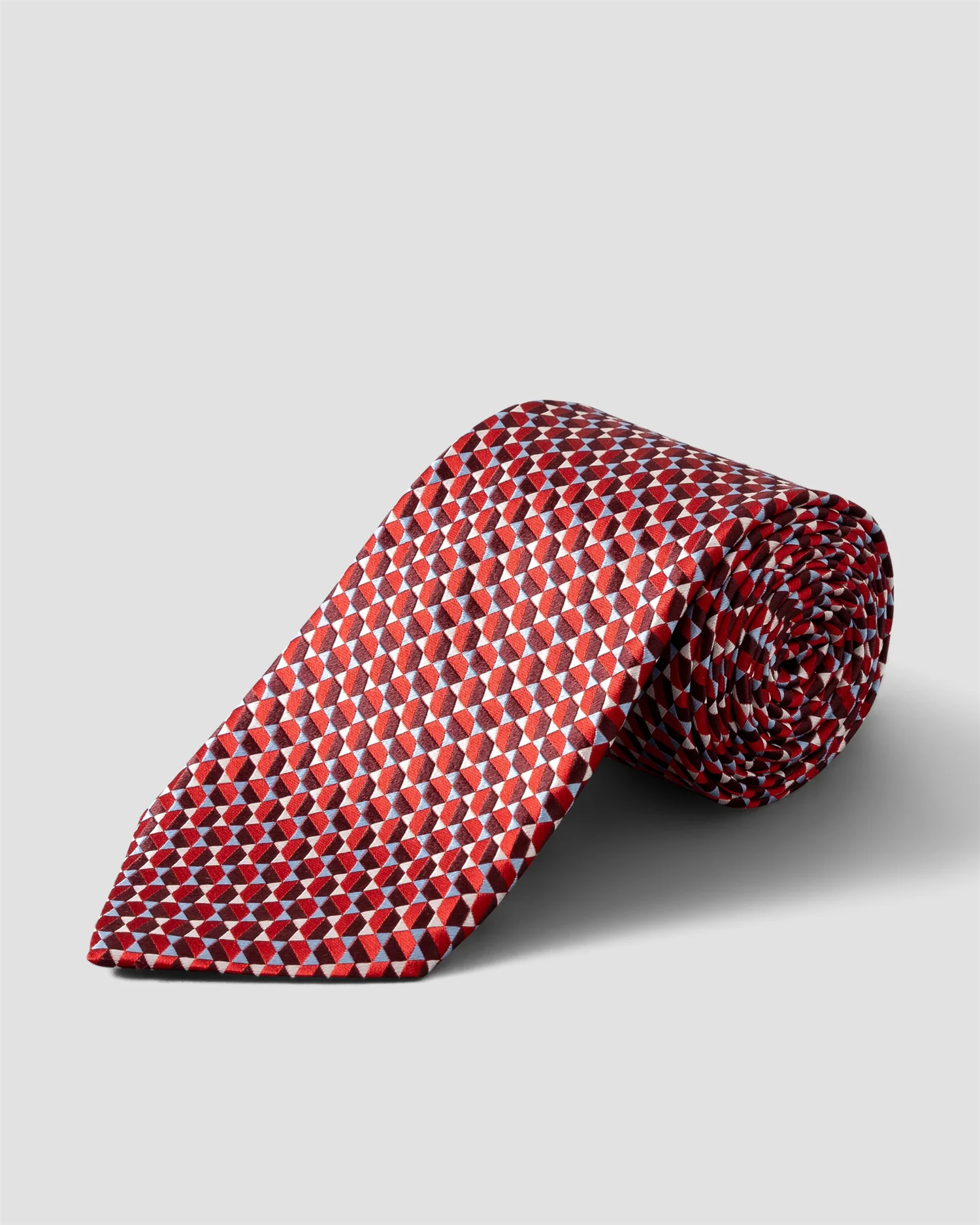 Red Geometric Woven Silk Tie