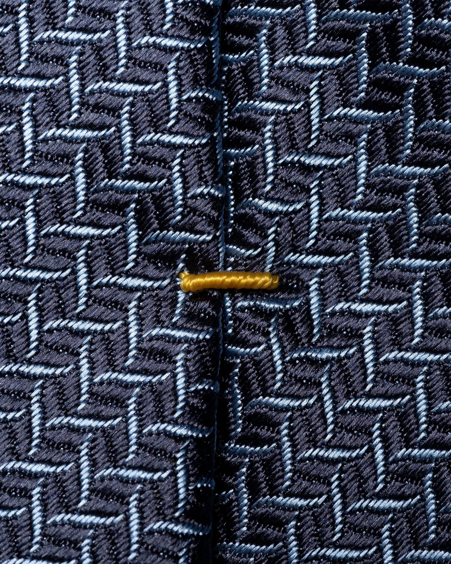 Navy Blue Geometric Woven Silk Tie