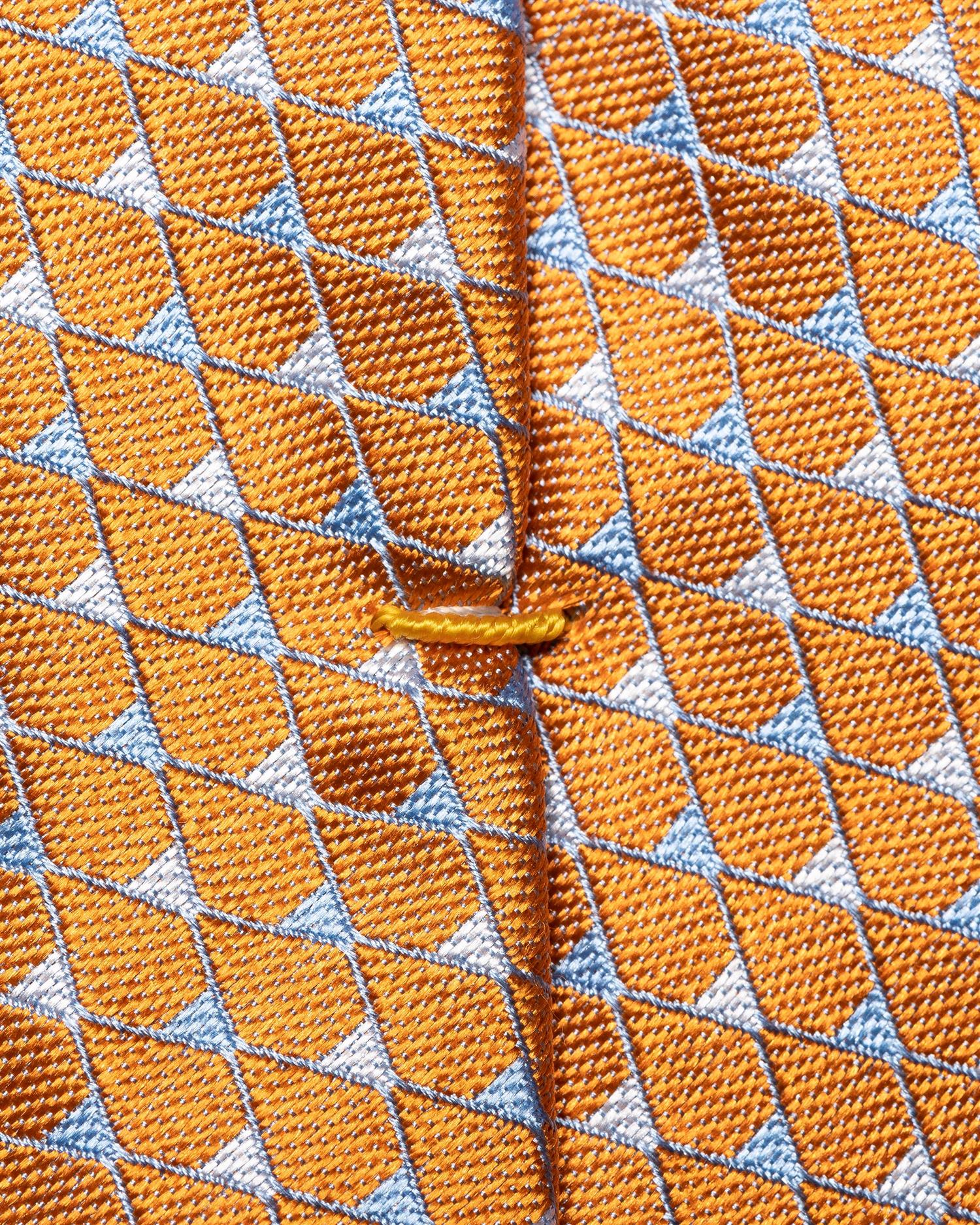 Orange Geometric Woven Silk Tie