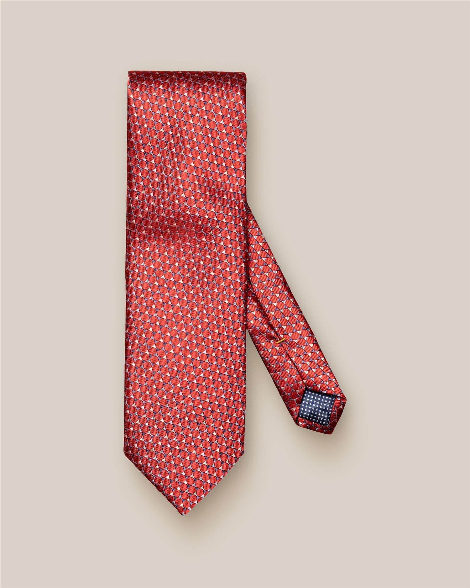 Red Geometric Woven Silk Tie