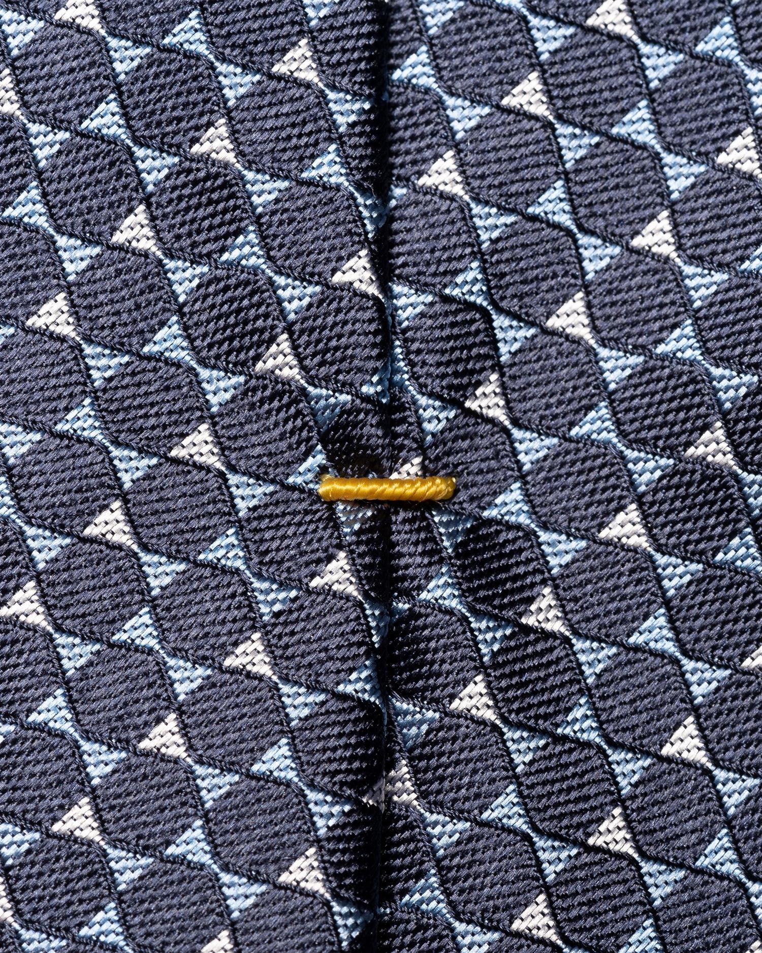 Dark Blue Geometric Woven Silk Tie