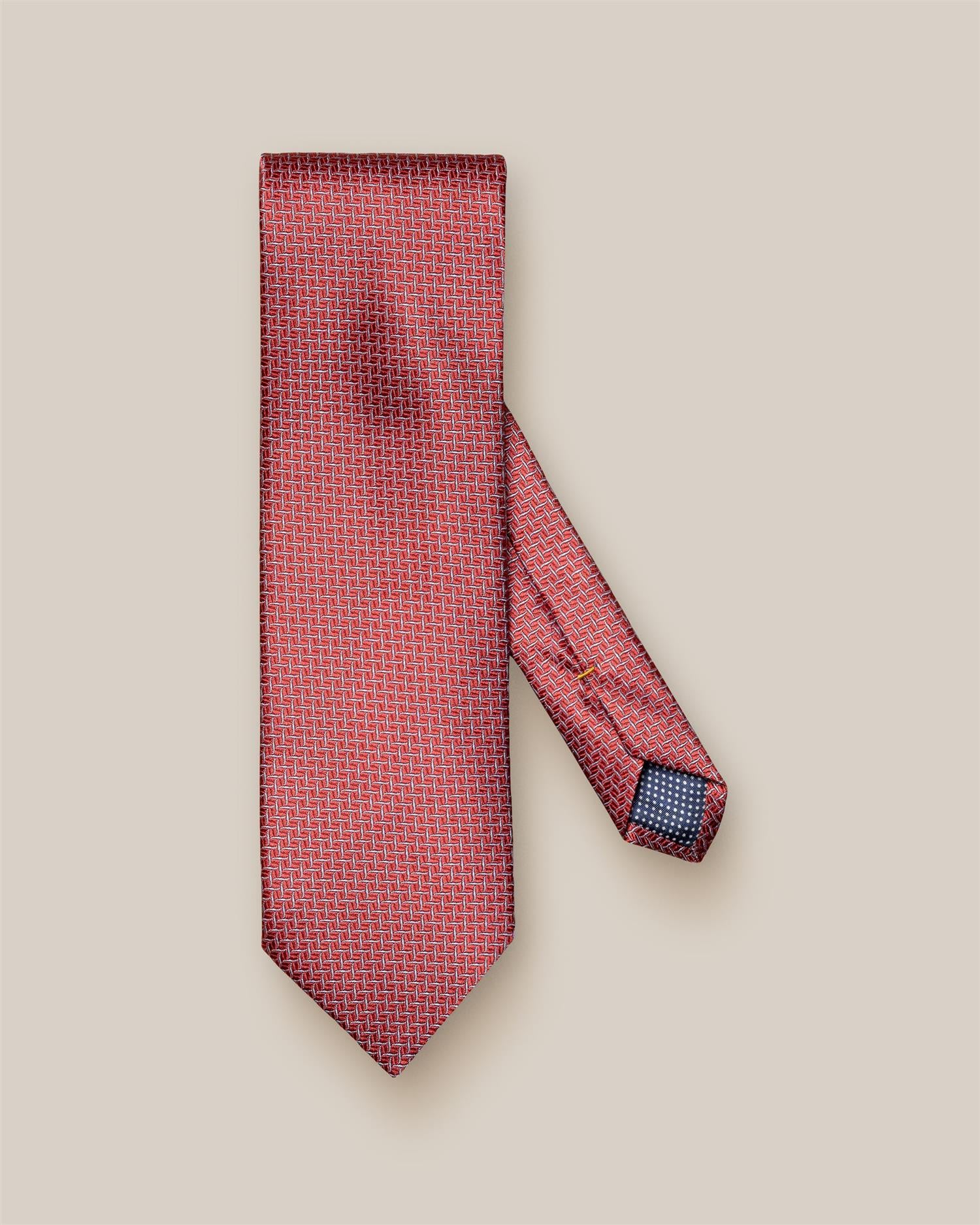 Red Geometric Woven Silk Tie