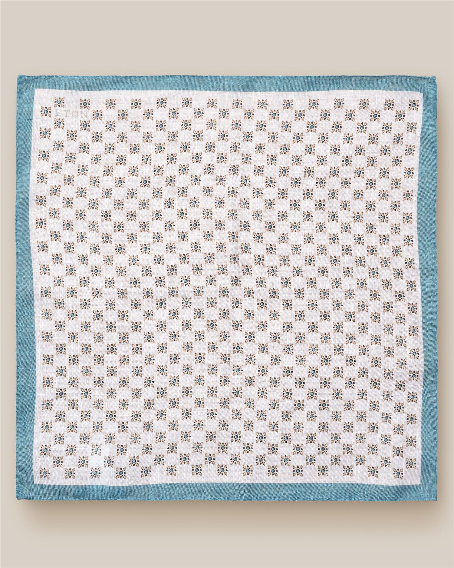 Light Blue Floral Linen Pocket Square