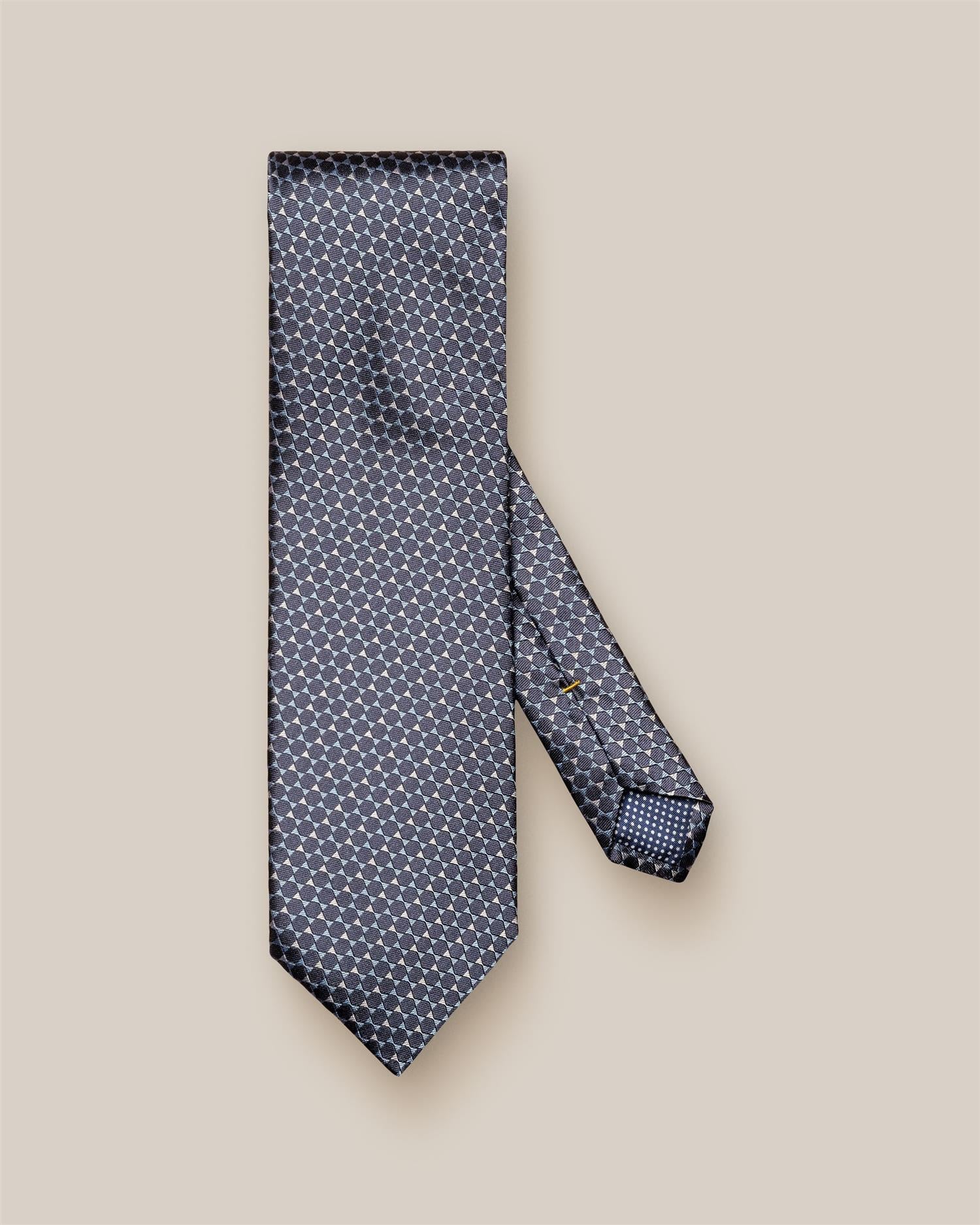 Dark Blue Geometric Woven Silk Tie