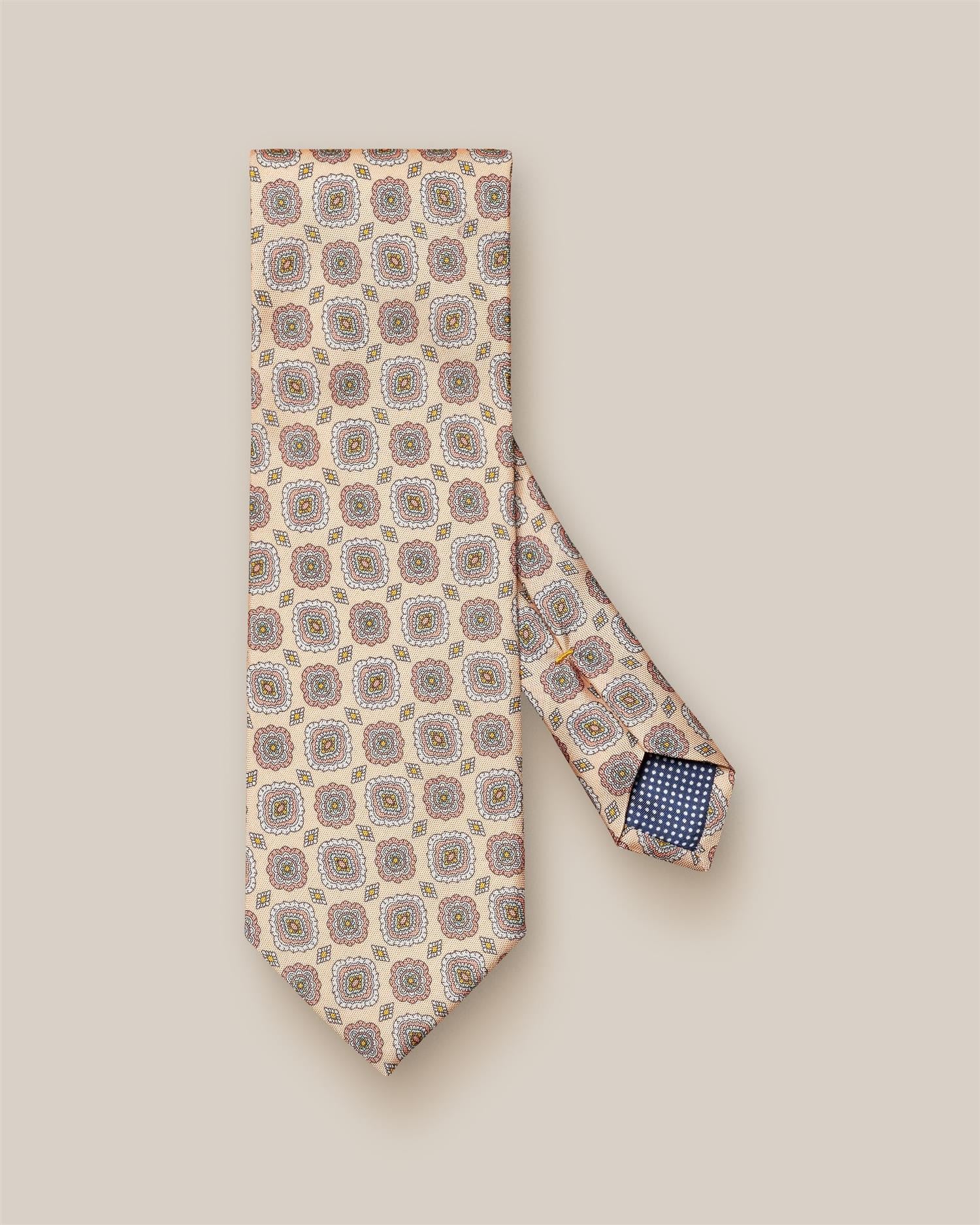 Orange Floral Print Silk Tie