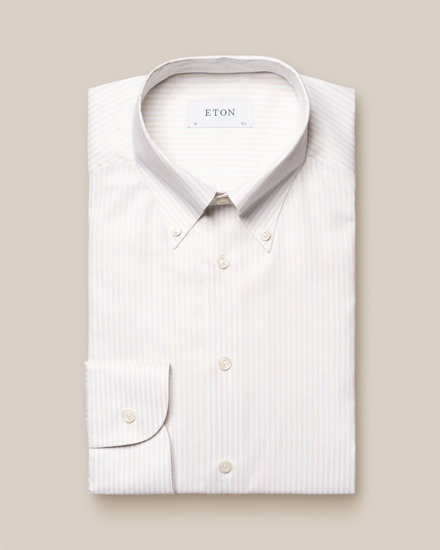 SLIM Beige Bengal Striped Signature Oxford Shirt