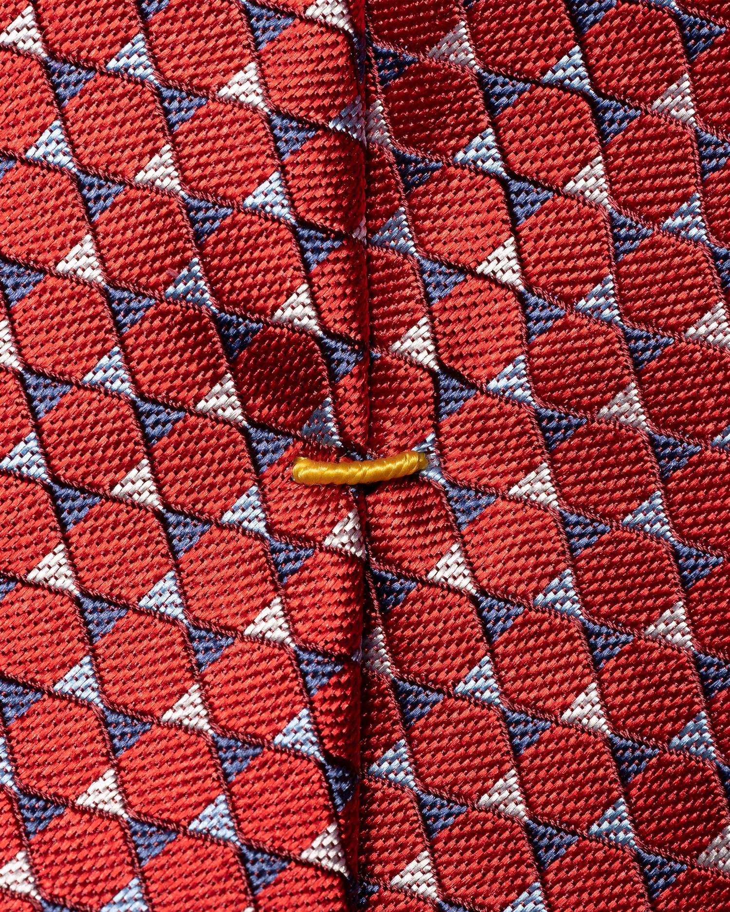 Red Geometric Woven Silk Tie