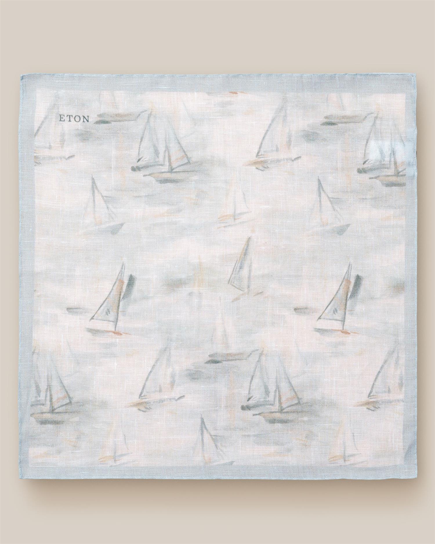 Mid Grey Sailboat Linen Pocket Square