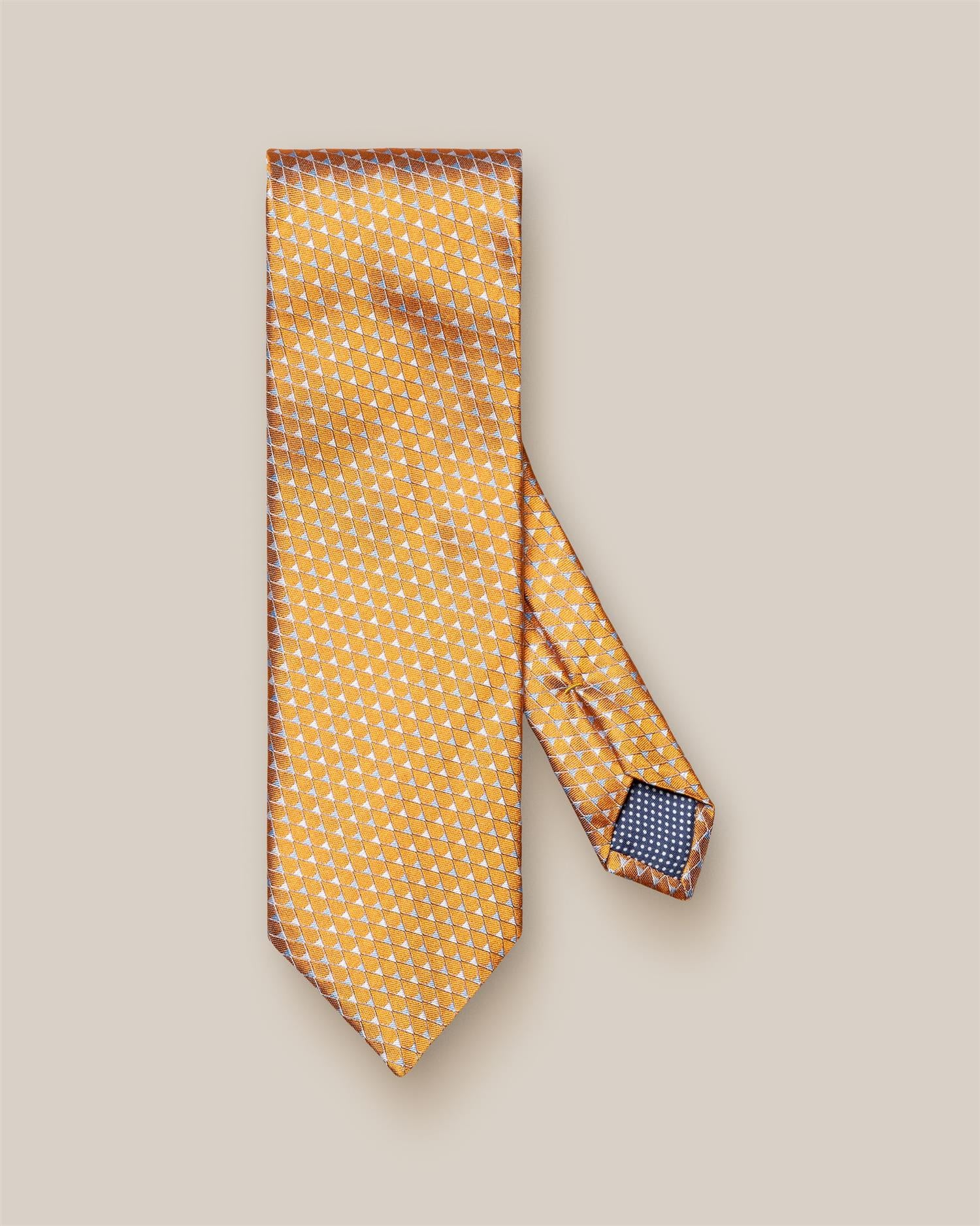 Orange Geometric Woven Silk Tie