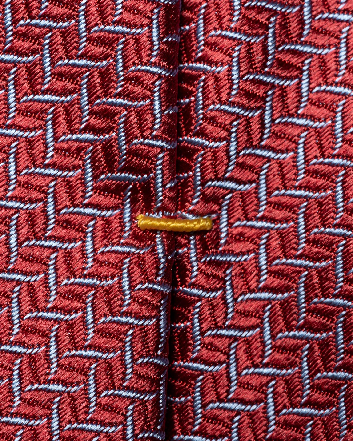 Red Geometric Woven Silk Tie